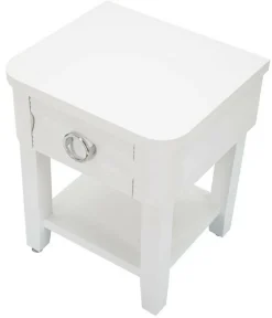 Tavolino salotto rettangolare bianco 45x40x54h cm con 1 cassetto - Guru