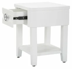 Tavolino salotto rettangolare bianco 45x40x54h cm con 1 cassetto - Guru