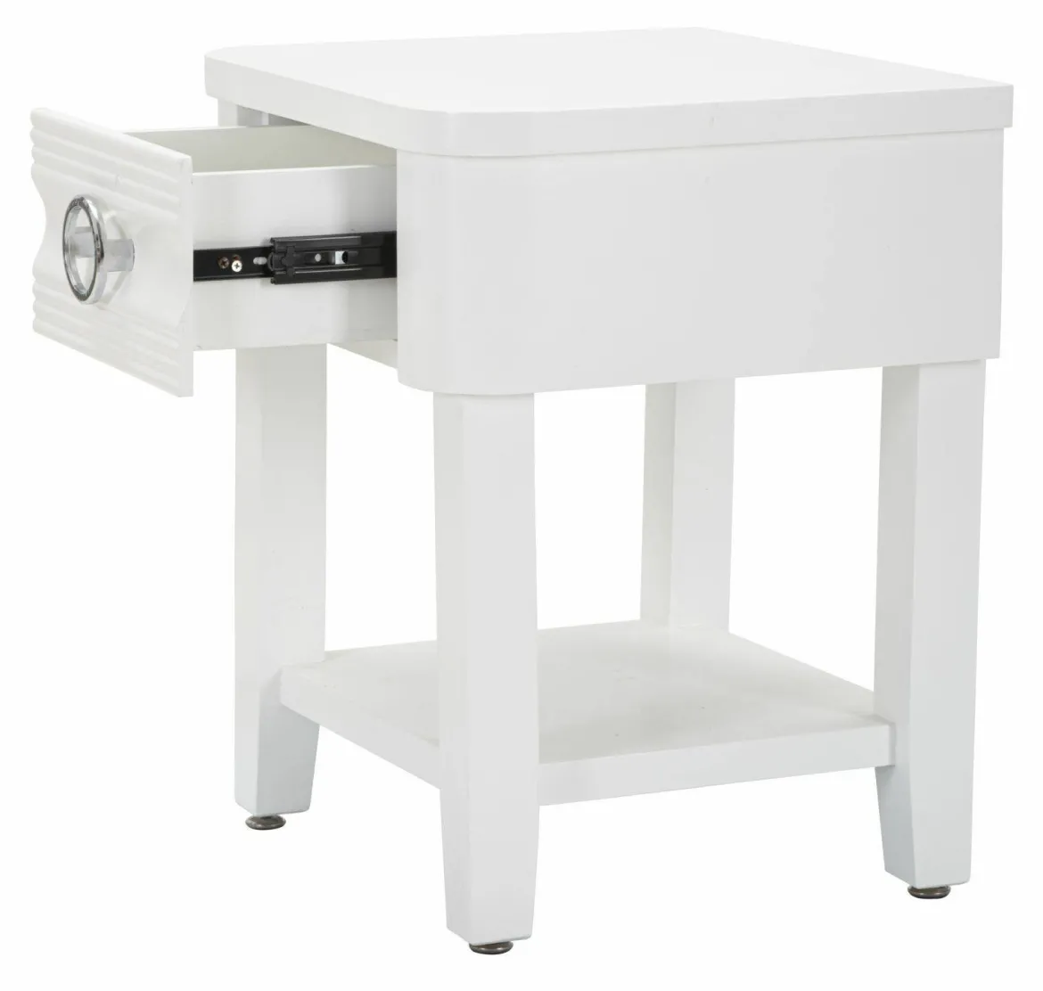 Tavolino salotto rettangolare bianco 45x40x54h cm con 1 cassetto - Guru
