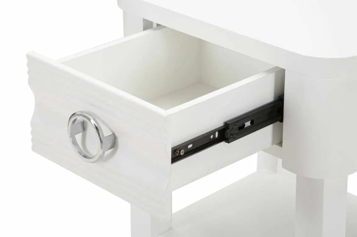 Tavolino salotto rettangolare bianco 45x40x54h cm con 1 cassetto - Guru