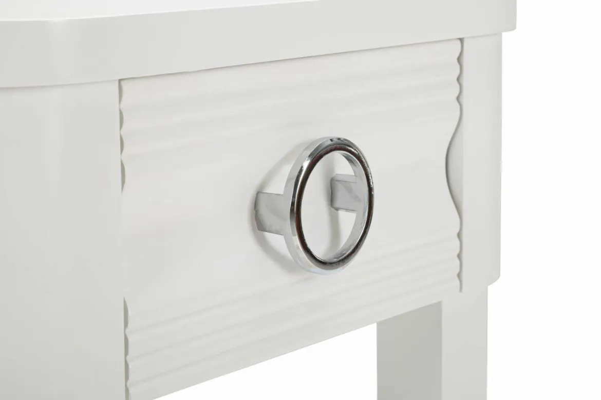Tavolino salotto rettangolare bianco 45x40x54h cm con 1 cassetto - Guru