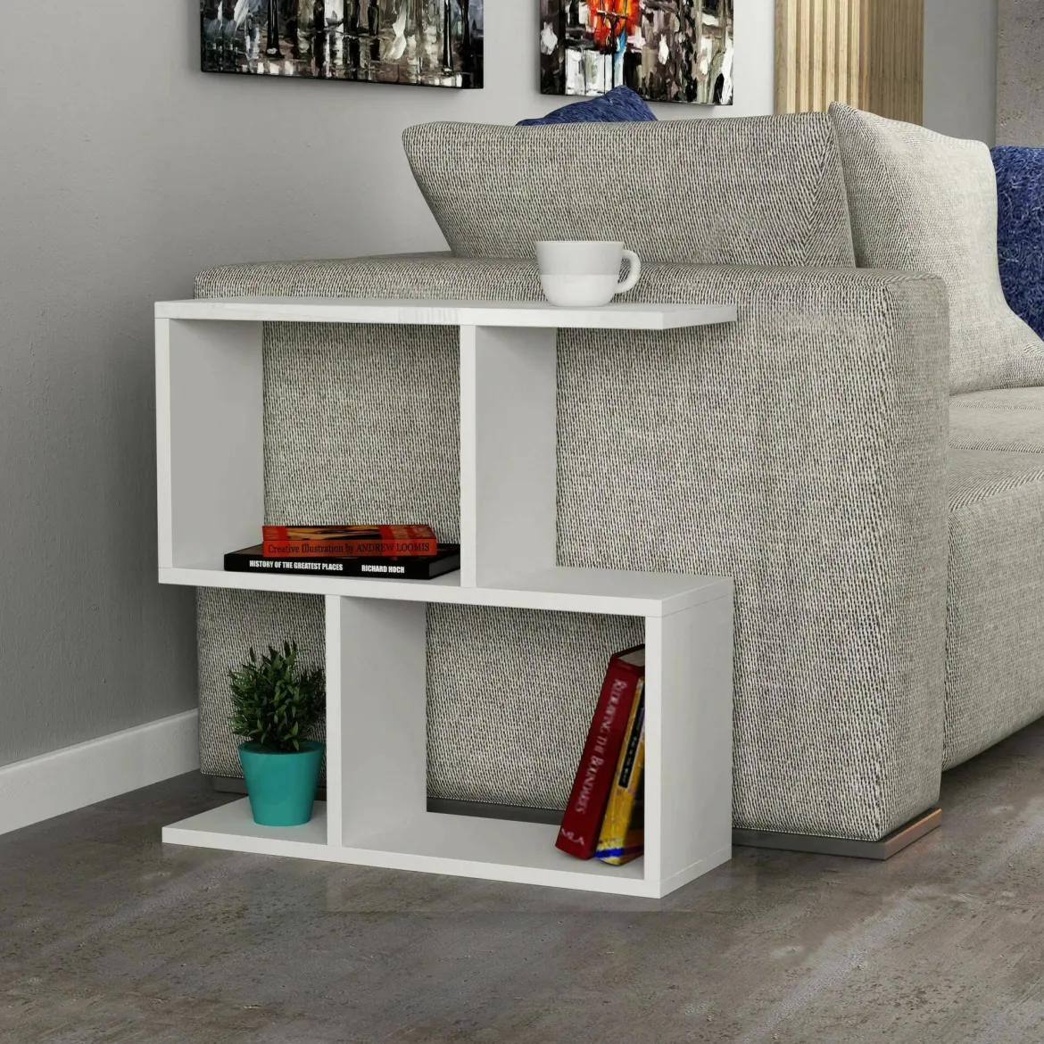 Tavolino salotto rettangolare bianco 90x45x52h cm - Marinone