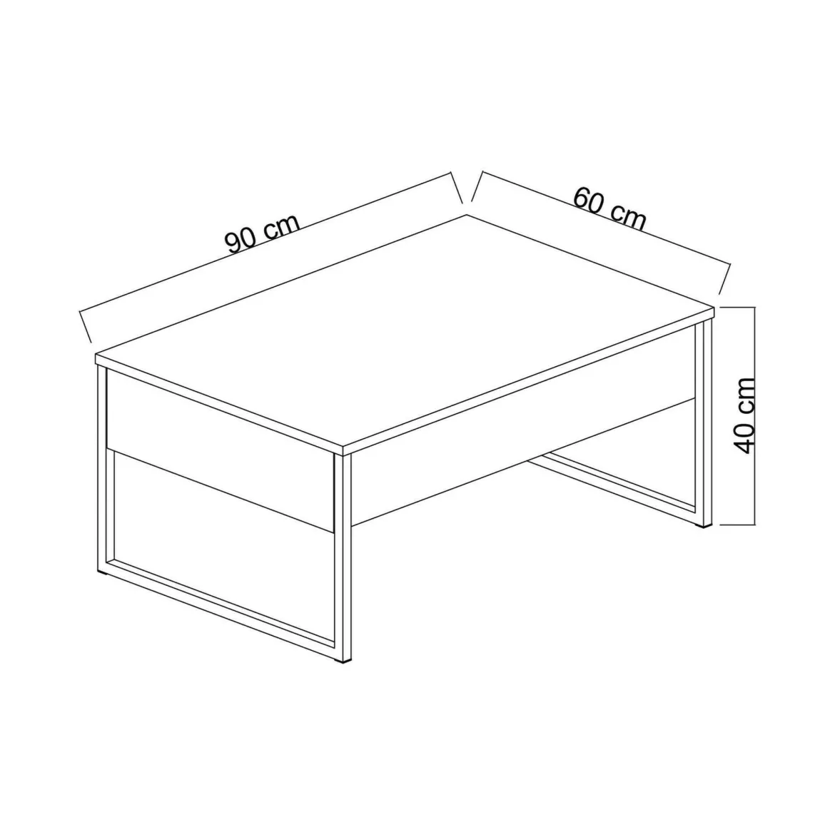 Tavolino salotto rettangolare bianco e nero 90x60x40h cm - Lavinia