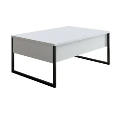 Tavolino salotto rettangolare bianco e nero 90x60x40h cm - Lavinia