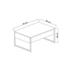 Tavolino salotto rettangolare bianco e quercia 98x60x43h cm con 1 cassetto - Sfene