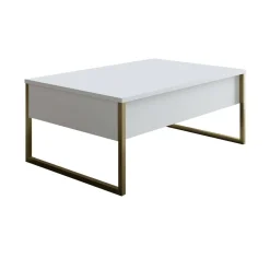 Tavolino salotto rettangolare bianco e quercia 98x60x43h cm con 1 cassetto - Sfene