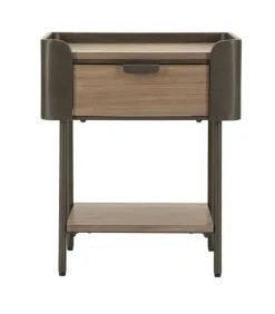 Tavolino salotto rettangolare grigio e marrone 50x41x60h cm con 1 cassetto - Muse