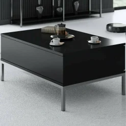 Tavolino salotto rettangolare nero e argento 90x60x40h cm - Vespero