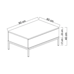 Tavolino salotto rettangolare nero e noce 101x48x50h cm con 1 cassetto - Maximilien