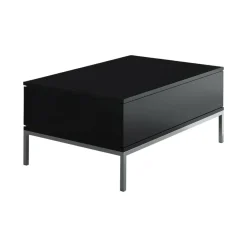 Tavolino salotto rettangolare nero e noce 101x48x50h cm con 1 cassetto - Maximilien