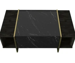 Tavolino salotto rettangolare nero e oro 103x60x37h cm - Salvador