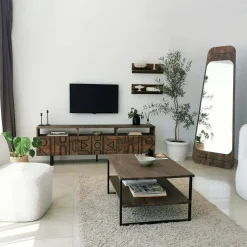 Tavolino salotto rettangolare noce 85x60x40h cm - Aprica