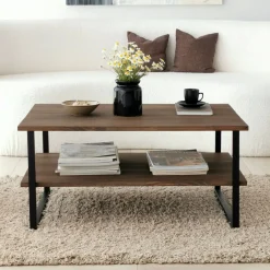 Tavolino salotto rettangolare noce 85x60x40h cm - Aprica