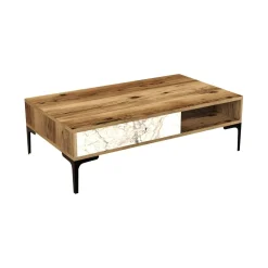 Tavolino salotto rettangolare noce e bianco 105x60x32h cm - Gru