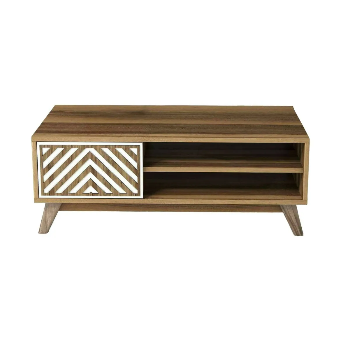 Tavolino salotto rettangolare noce e bianco 105x60x38h cm - Triaria