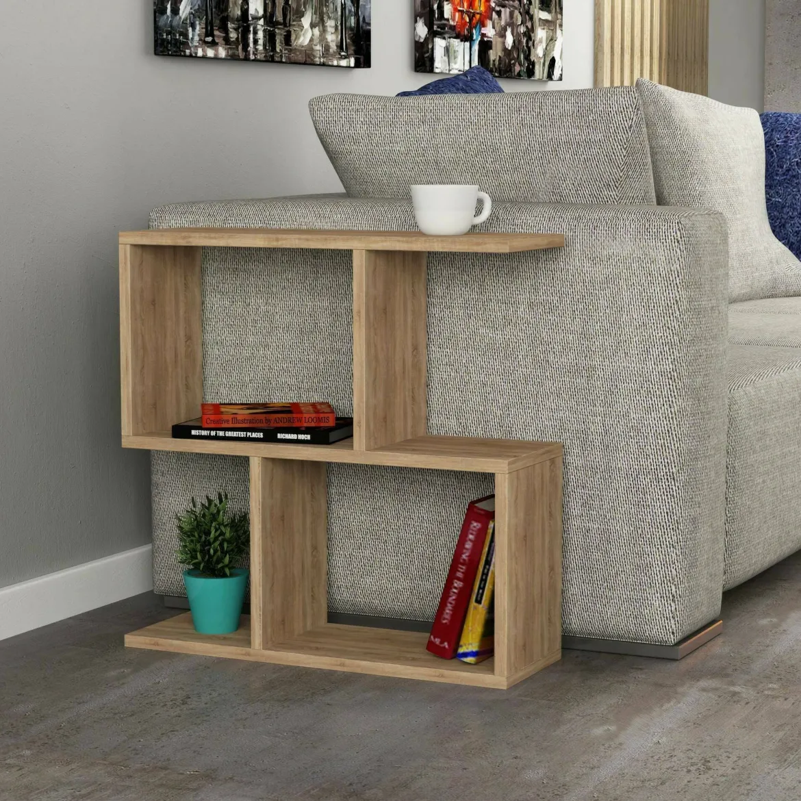Tavolino salotto rettangolare quercia 90x41x54h cm - Lozio