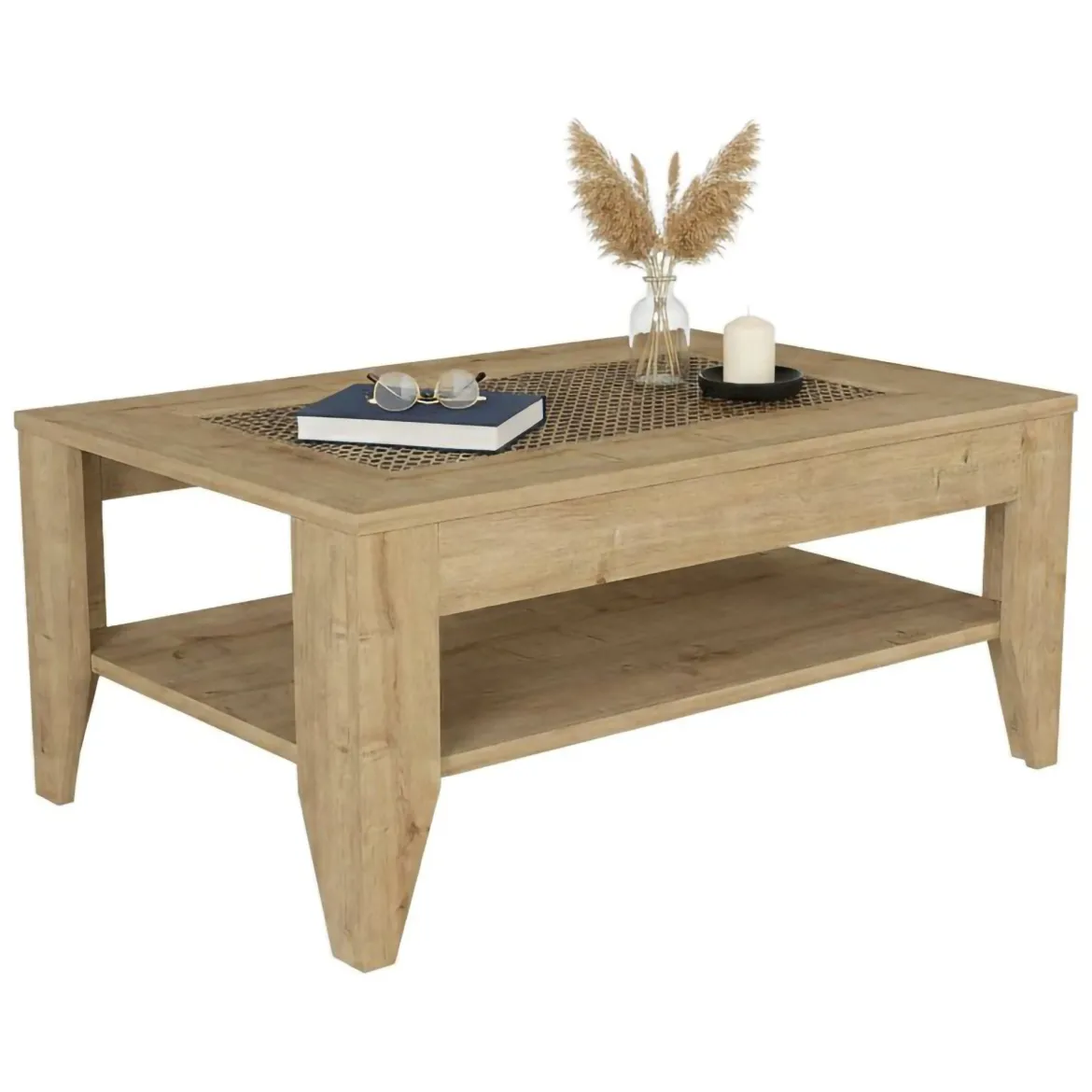 Tavolino salotto rettangolare quercia e antracite 30x40x57h cm - Orione