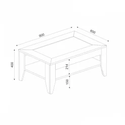 Tavolino salotto rettangolare quercia e antracite 30x40x57h cm - Orione