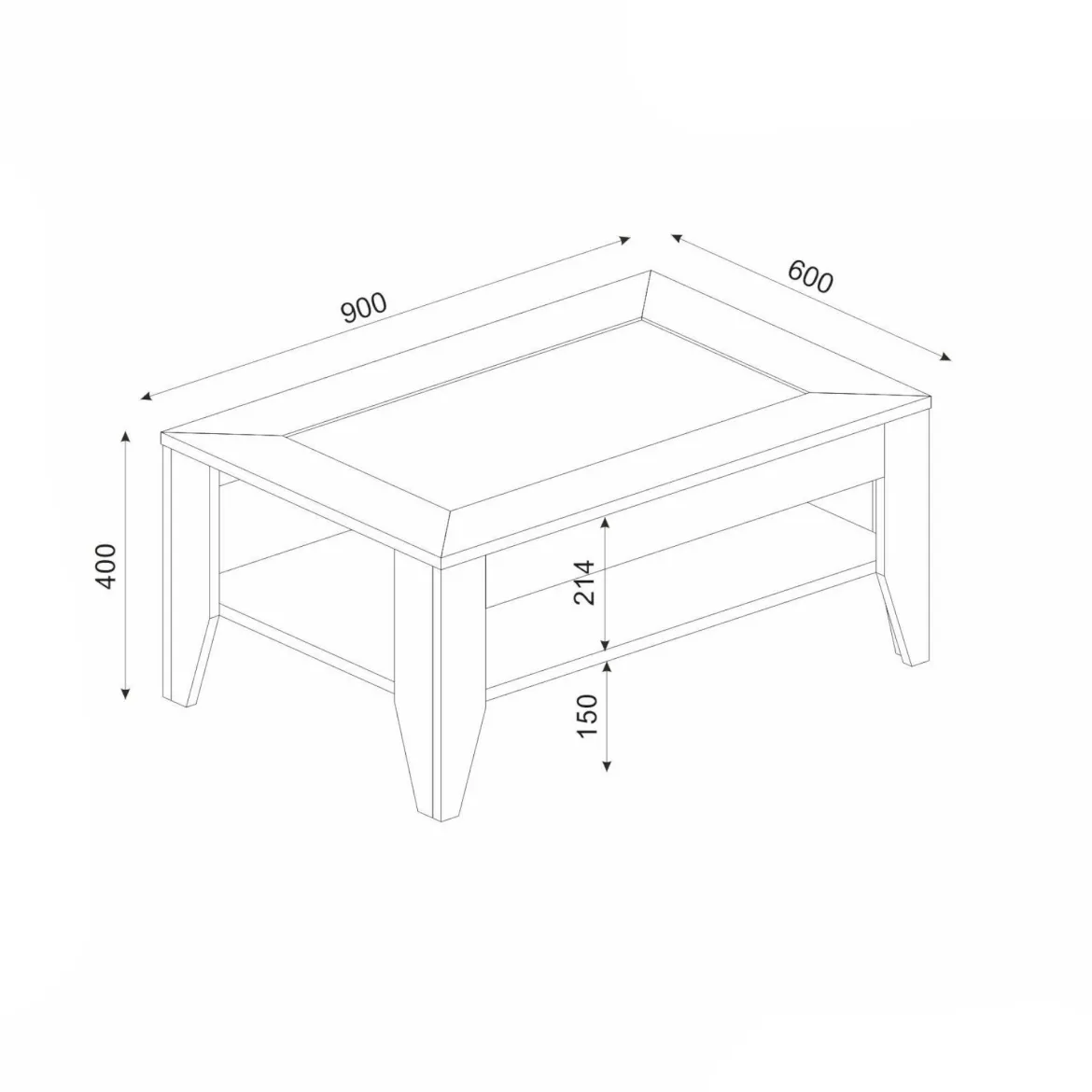 Tavolino salotto rettangolare quercia e antracite 30x40x57h cm - Orione