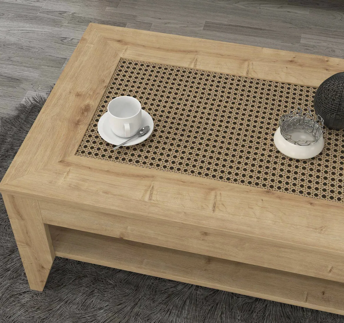 Tavolino salotto rettangolare quercia e antracite 30x40x57h cm - Orione