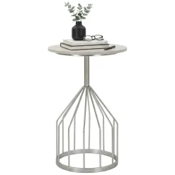 Tavolino salotto rotondo argento 37x37x58h cm - Calepio