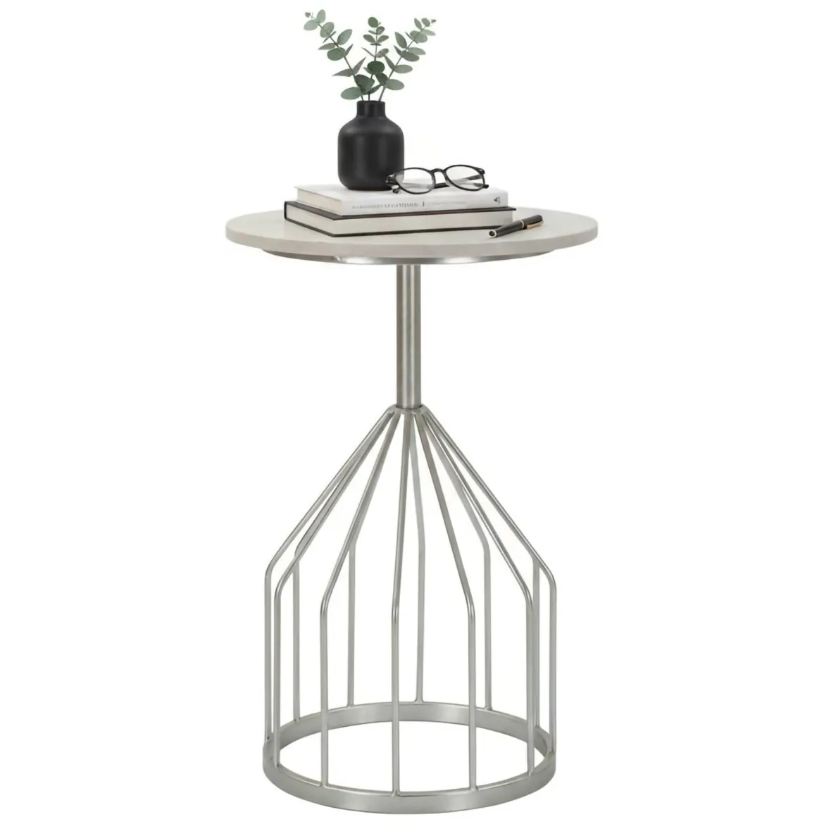 Tavolino salotto rotondo argento 37x37x58h cm - Calepio