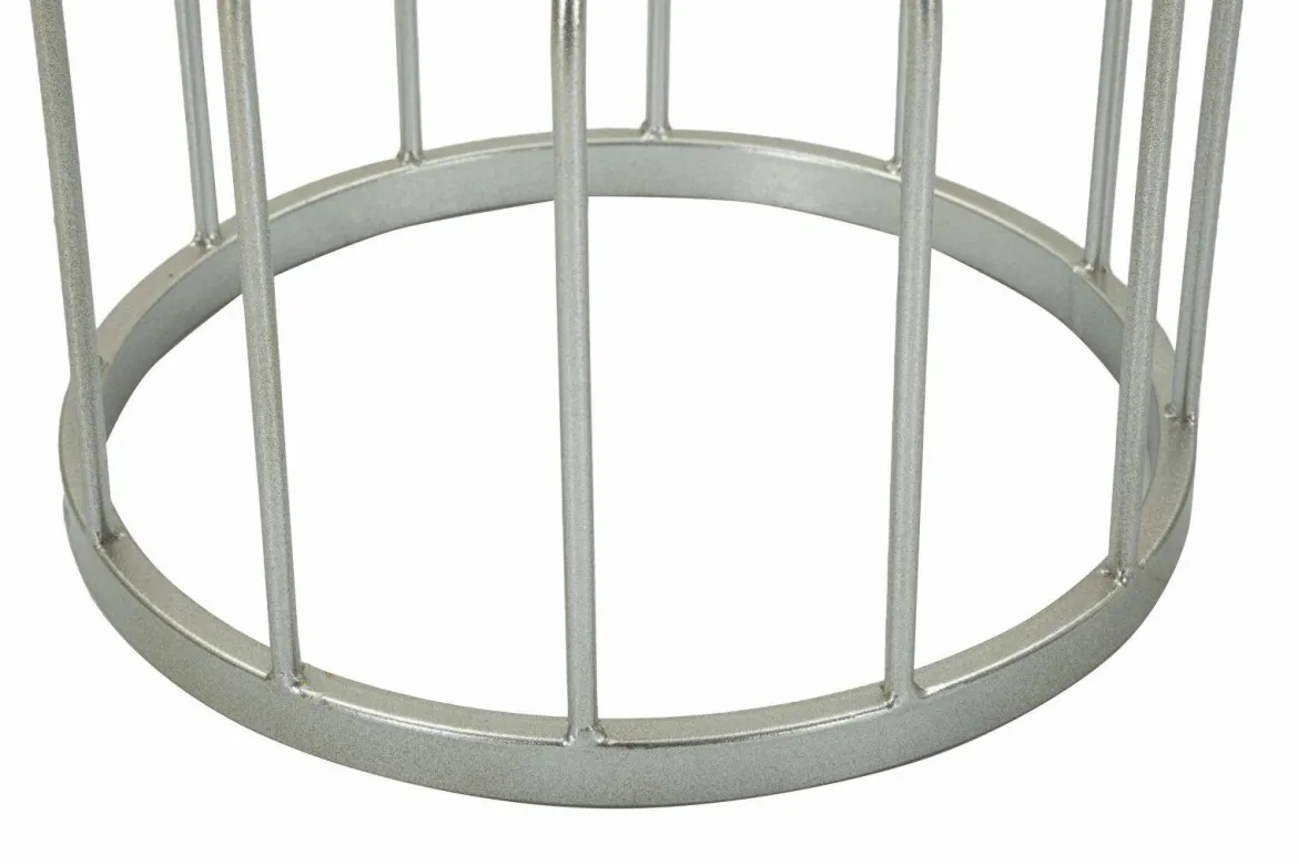 Tavolino salotto rotondo argento 37x37x58h cm - Calepio