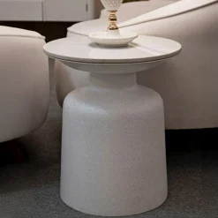 Tavolino salotto rotondo bianco 40x40x47h cm - Farfa