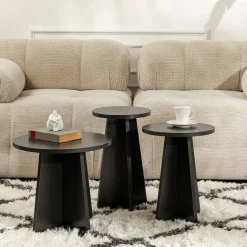 Tavolino salotto rotondo nero 43x43x48h cm - Amren