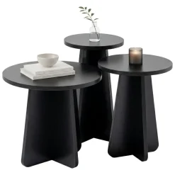 Tavolino salotto rotondo nero 43x43x48h cm - Amren