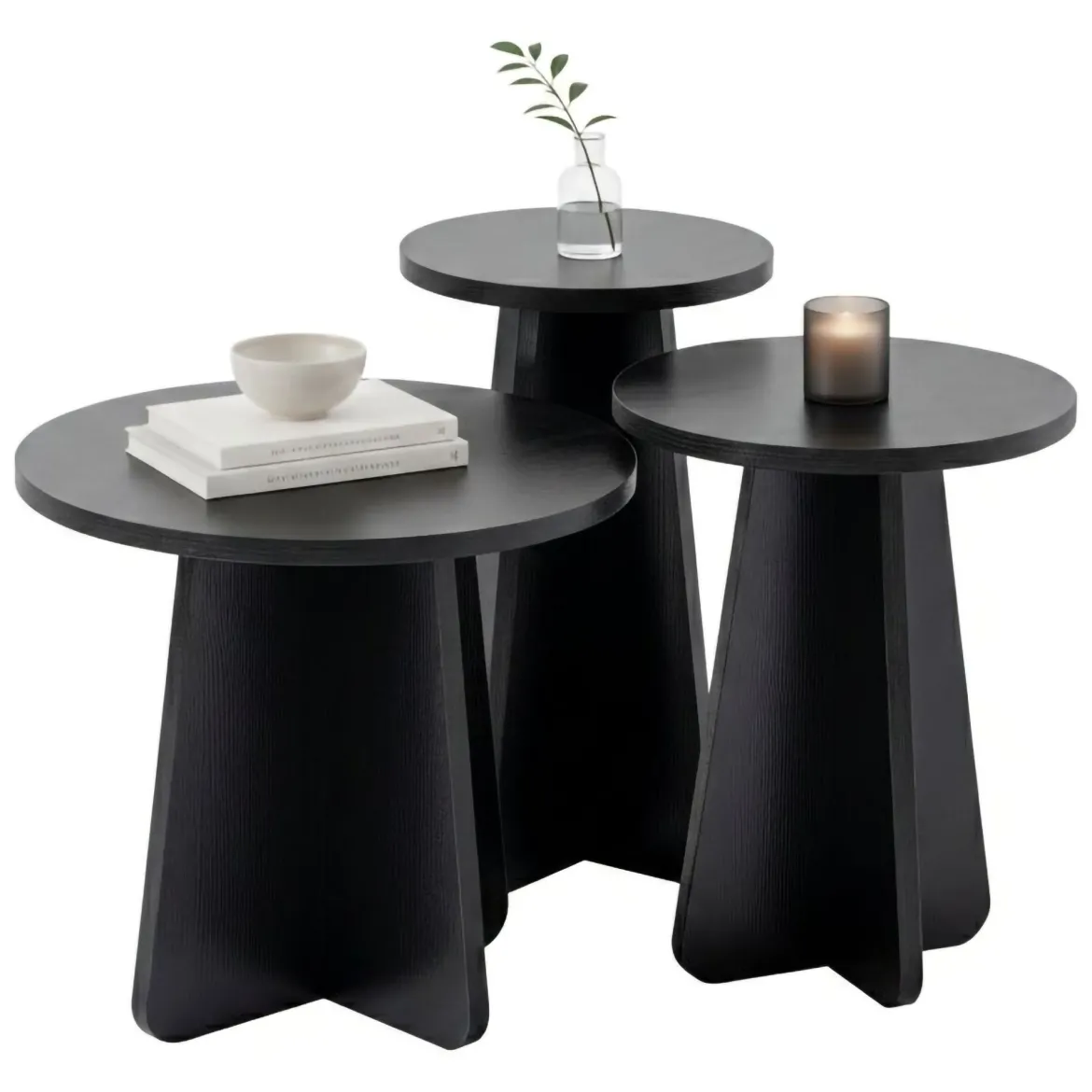 Tavolino salotto rotondo nero 43x43x48h cm - Amren