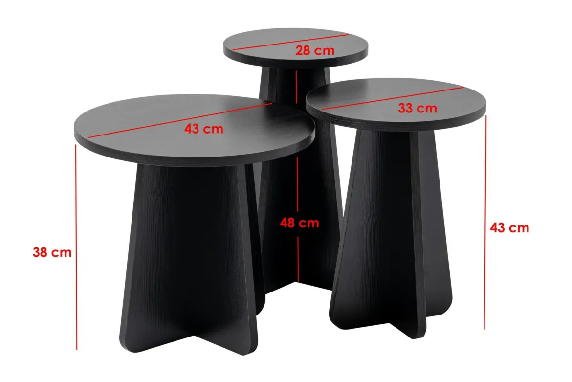 Tavolino salotto rotondo nero 43x43x48h cm - Amren
