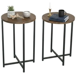 Tavolino salotto rotondo noce 70x35x55h cm - Gwenllian