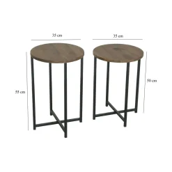 Tavolino salotto rotondo noce 70x35x55h cm - Gwenllian