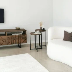 Tavolino salotto rotondo noce 70x35x55h cm - Gwenllian