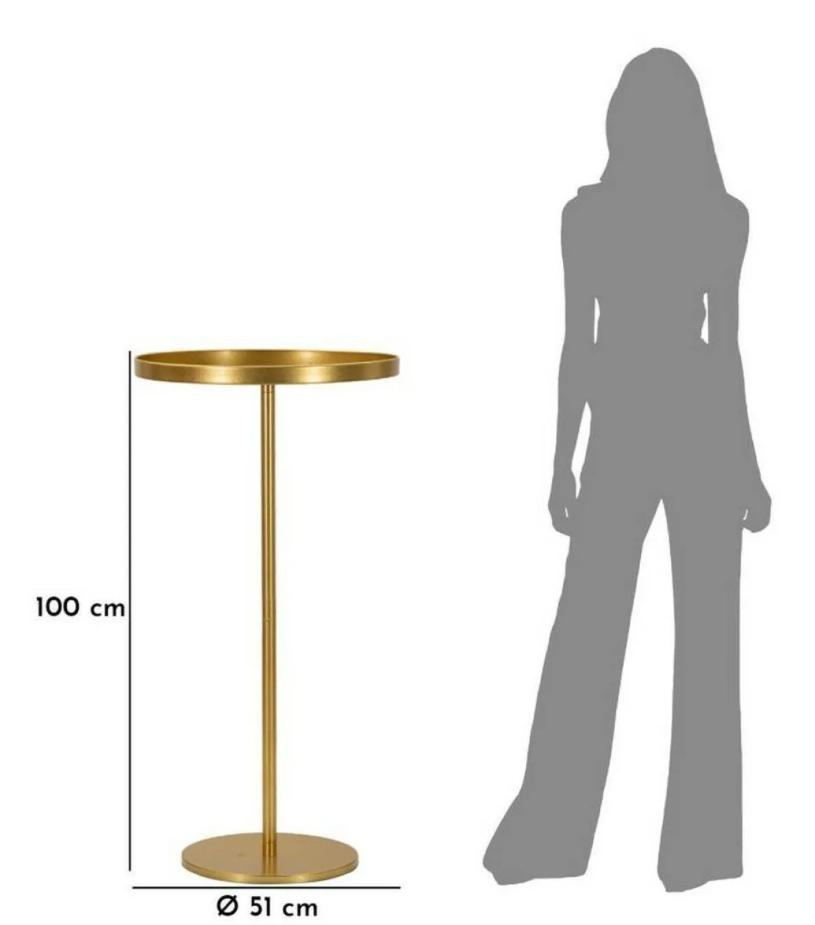 Tavolino soggiorno alto circolare oro 51x51x100h cm - Argile
