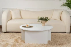 Tavolino soggiorno circolare bianco 90x90x41h cm - Tairn