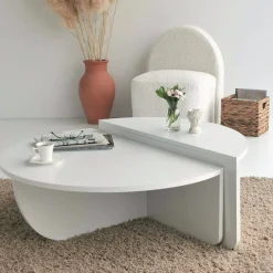 Tavolino soggiorno irregolare noce scuro 90x90x35h cm - Azim