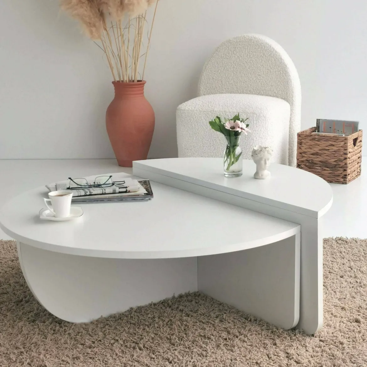 Tavolino soggiorno irregolare noce scuro 90x90x35h cm - Azim