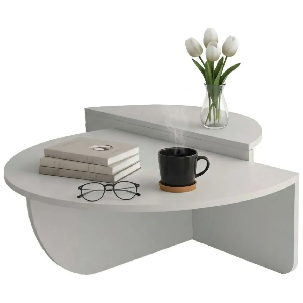 Tavolino soggiorno irregolare noce scuro 90x90x35h cm - Azim