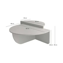 Tavolino soggiorno irregolare noce scuro 90x90x35h cm - Azim