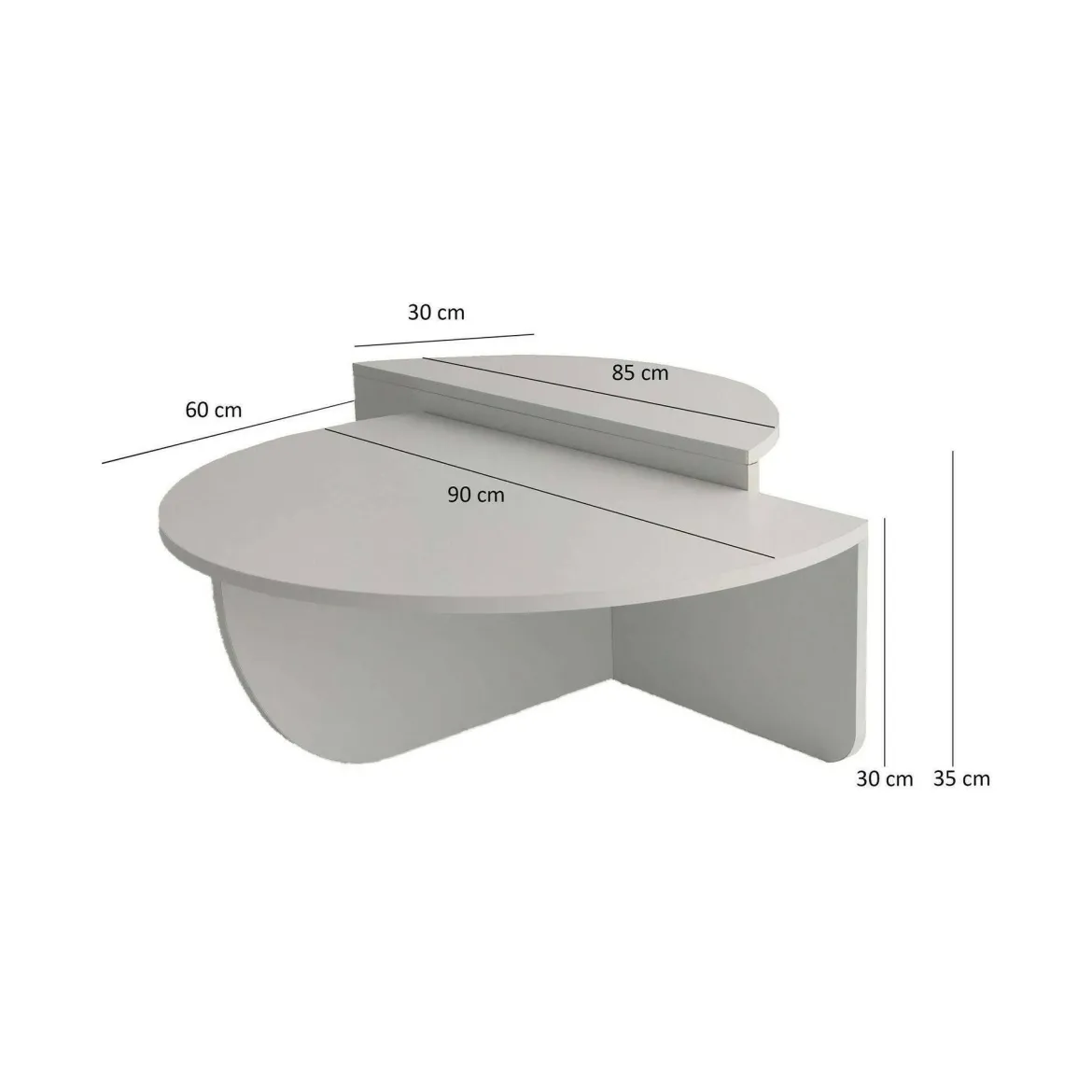 Tavolino soggiorno irregolare noce scuro 90x90x35h cm - Azim