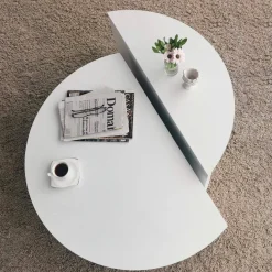Tavolino soggiorno irregolare noce scuro 90x90x35h cm - Azim