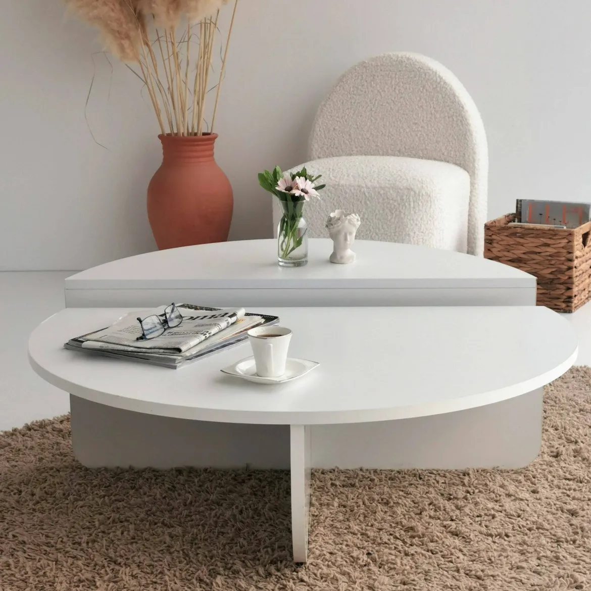 Tavolino soggiorno irregolare noce scuro 90x90x35h cm - Azim
