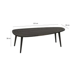 Tavolino soggiorno ovale antracite 115x50x38h cm - Eugenia