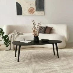 Tavolino soggiorno ovale antracite 115x50x38h cm - Eugenia