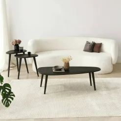 Tavolino soggiorno ovale antracite 115x50x38h cm - Eugenia
