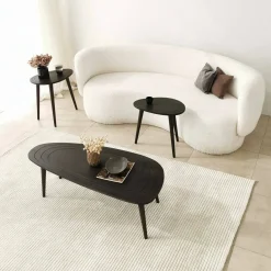 Tavolino soggiorno ovale antracite 115x50x38h cm - Eugenia
