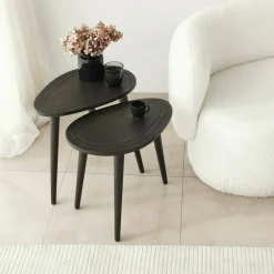 Tavolino soggiorno ovale antracite 50x33x52h cm - Janequeo