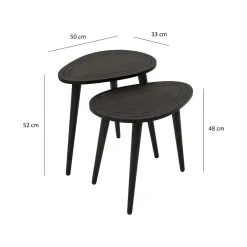 Tavolino soggiorno ovale antracite 50x33x52h cm - Janequeo